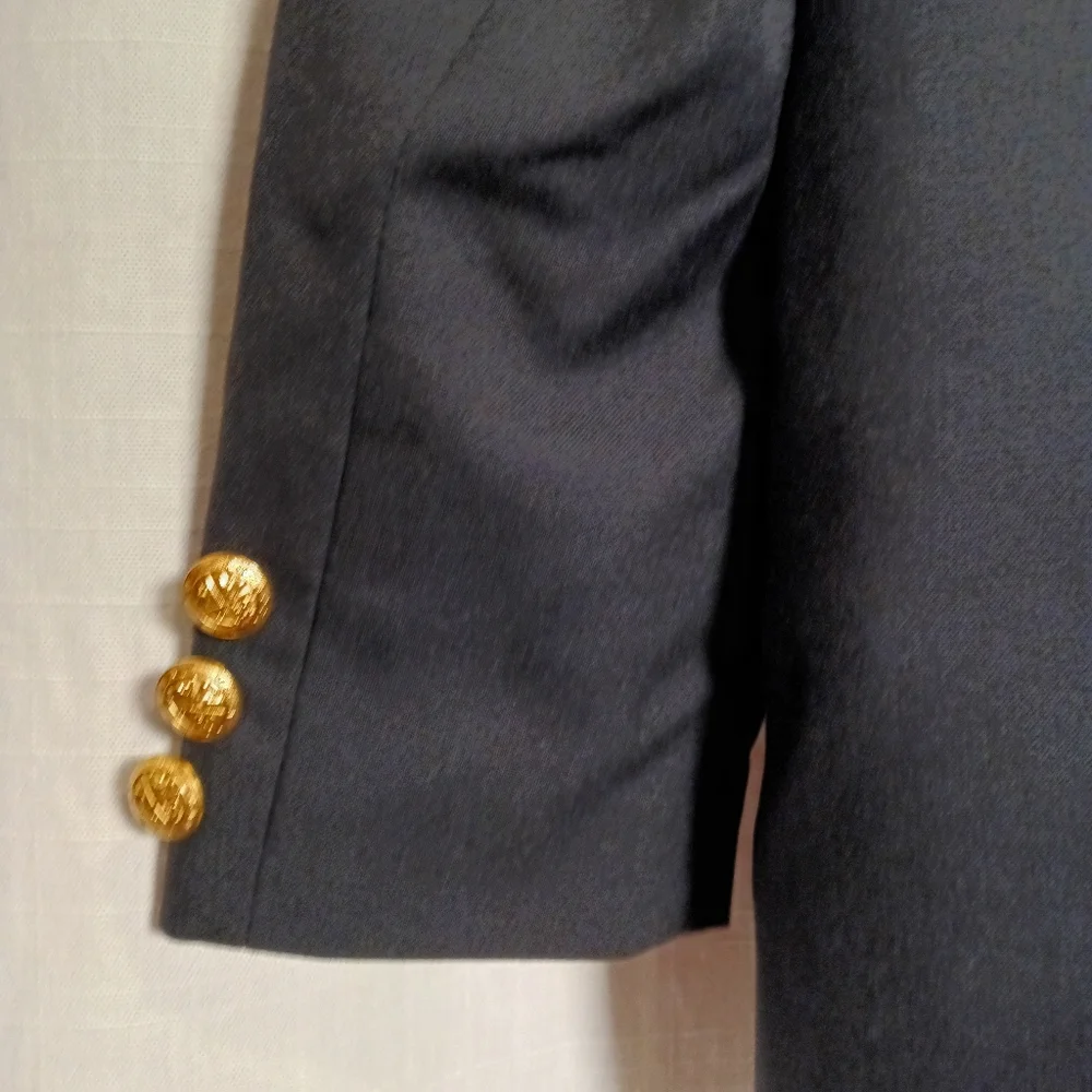 Talbot's Boys Navy Wool Blazer with Gold Crest Buttons Size 7X